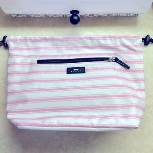 Scout makeup bag pink and white stripe